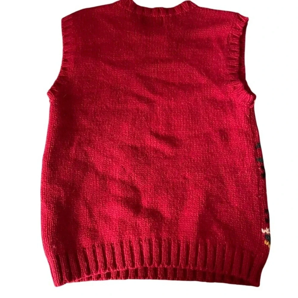 Cambridge Dry Goods Sweater Vest Mens Medium Red Fair Isle Reindeer Wool Vintage